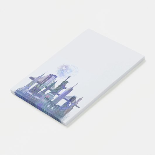 New York Skyline - Waterverf Blue Post-it® Notes (Schuin)