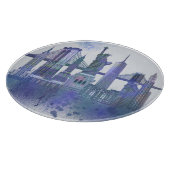 New York Skyline - Waterverf Blue Snijplank (Hoek)