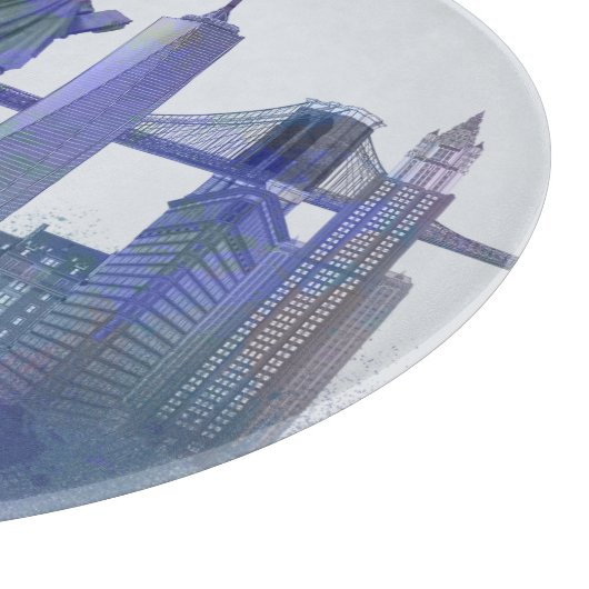 New York Skyline - Waterverf Blue Snijplank (Hoek)