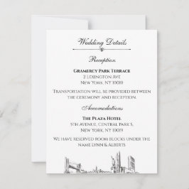 New York Skyline Wedding Details voor Uitnodiging