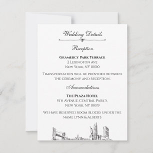 New York Skyline Wedding Details voor Uitnodiging