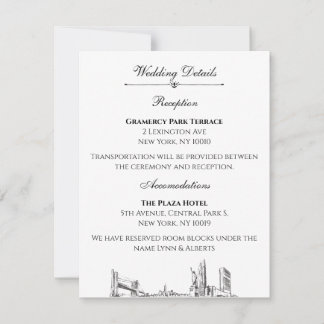 New York Skyline Wedding Details voor Uitnodiging