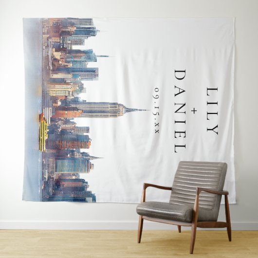 New York Skyline Wedding Foto achtergrond Wandkleed (In Situ (horizontaal))