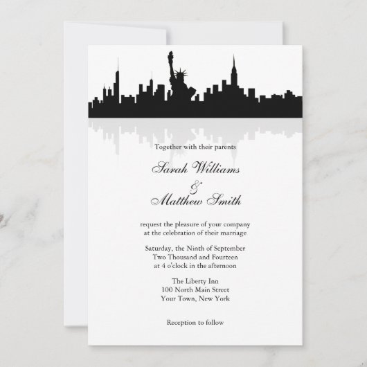 New York Skyline Wedding Invitations Kaart (Voorkant)