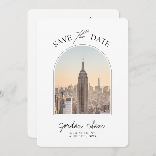 New York Skyline Wedding Save the Date Kaart (Voorkant / Achterkant)