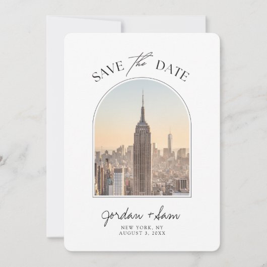 New York Skyline Wedding Save the Date Kaart (Voorkant)