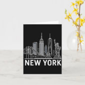 New York Skyline With Statue Of Liberty White Line Kaart (Gele Bloem)