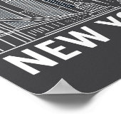 New York Skyline With Statue Of Liberty White Line Poster (Hoek)