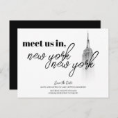 NEW YORK SKYLINE ZWART-WIT BEWAAR DE DATUM BRIEFKAART (Voorkant / Achterkant)