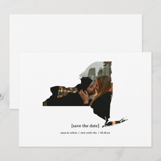 New York Sla de datum fotokaart op Save The Date (Voorkant / Achterkant)