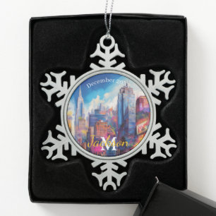 New York Snowflake Pewter Kerstversiering Tin Sneeuwvlok Ornament