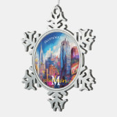 New York Snowflake Pewter Kerstversiering Tin Sneeuwvlok Ornament (Rechts)