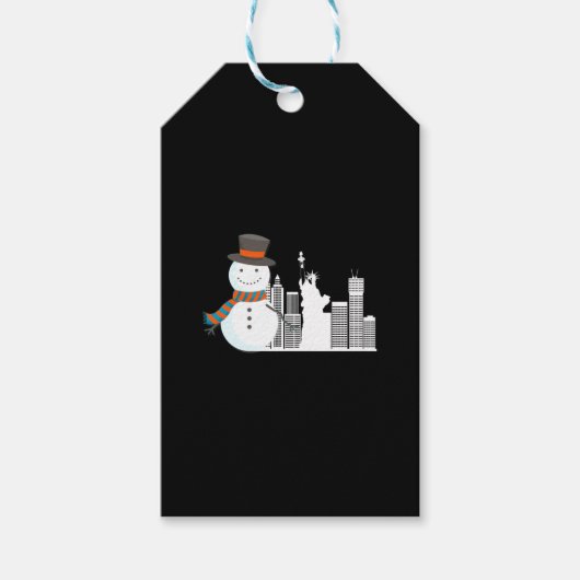 New York Snowman Cadeaulabel (Voorkant)