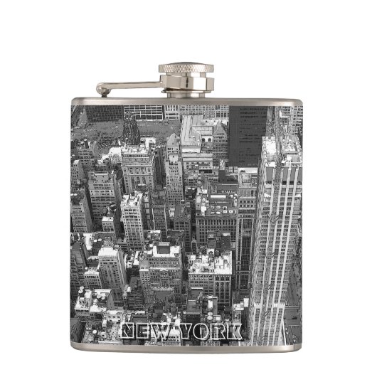 New York Souvenir Flask NYC Cityscape Gifts Heupfles (Voorkant)