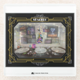 NEW YORK SPARKLE AFBEELDING 13 LIJST 6 WIT GLAZEN ONDERZETTER