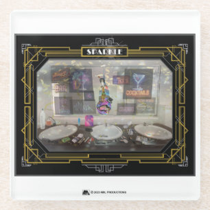 NEW YORK SPARKLE AFBEELDING 13 LIJST 6 WIT GLAZEN ONDERZETTER