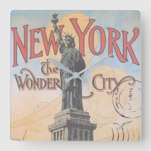 New York Square wandklok (Voorkant)