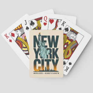 New York Stad Typografie Beeld van de Vrijheid Sil Pokerkaarten