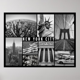 new york stad zwart - wit poster