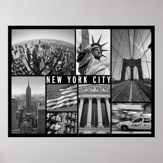 new york stad zwart - wit poster (Voorkant)