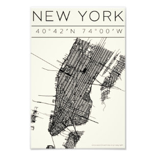 New York Stadkaart Poster – Minimalistische Straat