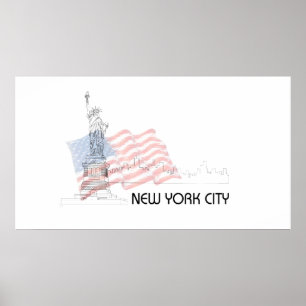 New York - Standbeeld van de Vrijheid - Amerikaans Poster