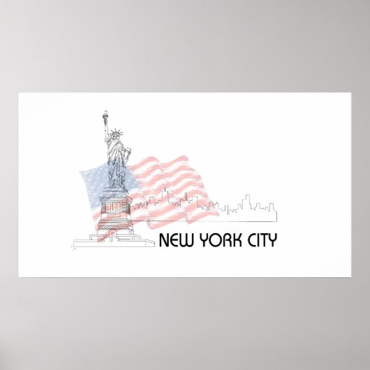 New York - Standbeeld van de Vrijheid - Amerikaans Poster (Voorkant)