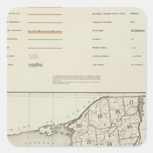 New York State atlas Vierkante Sticker (Voorkant)