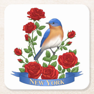 New York State Bird and Flower Kartonnen Onderzetters