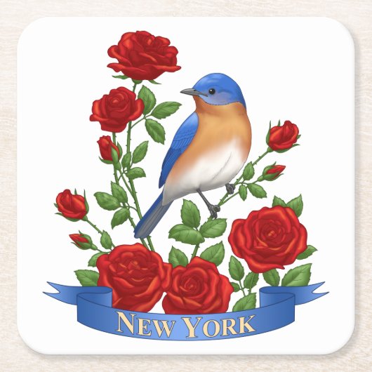 New York State Bird and Flower Kartonnen Onderzetters (Voorkant)