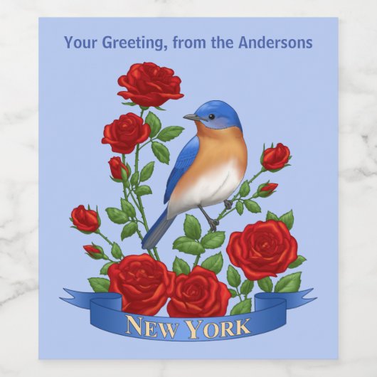 New York State Bird and Flower Wijn Etiket (Enkel label)