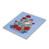 New York State Bird & Flower - Bluebird & Red Rose Tegeltje (Zijkant)