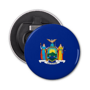 New York State Flag Design Button Flesopener