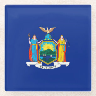 New York State Flag Design Decor Glazen Onderzetter