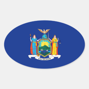New York State Flag Design Ovale Sticker