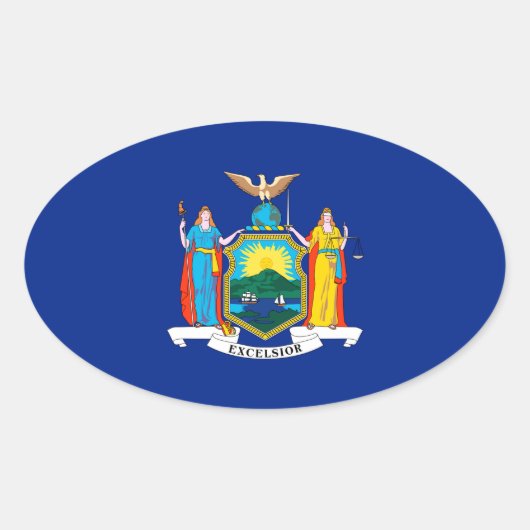 New York State Flag Design Ovale Sticker (Voorkant)