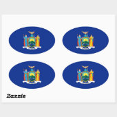 New York State Flag Design Ovale Sticker (Vel)