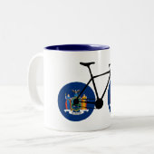 New York State Flag Fietsen Tweekleurige Koffiemok (Voorkant links)