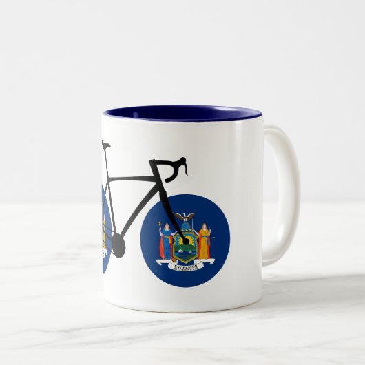 New York State Flag Fietsen Tweekleurige Koffiemok (Voorkant rechts)