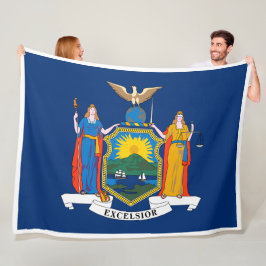 New York State Flag Print Patriottisch Fleece Deken