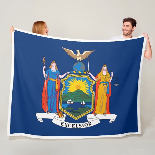 New York State Flag Print Patriottisch Fleece Deken (In situ)