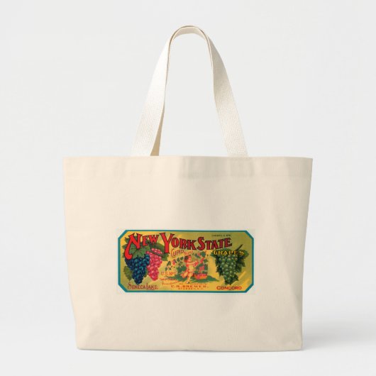 New York State Grapes Grote Tote Bag (Voorkant)