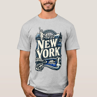 New York State Heritage Empire State Landmark Art T-shirt