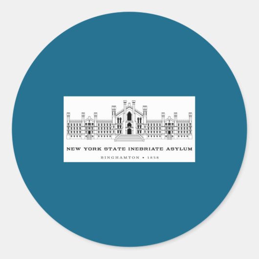 New York State Inebriate Asylum Binghamton 1858 _1 Ronde Sticker (Voorkant)