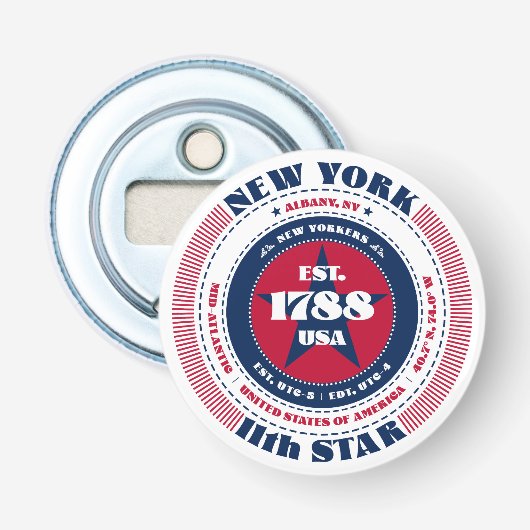New York State Information Circle Button Flesopener (Voorkant)