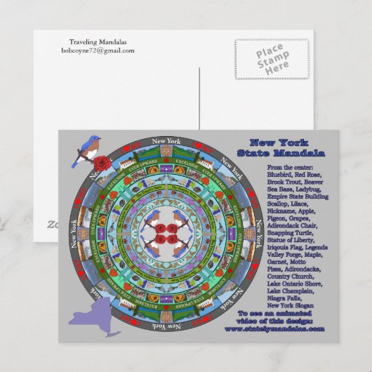 New York State Mandala Briefkaart (Voorkant / Achterkant)