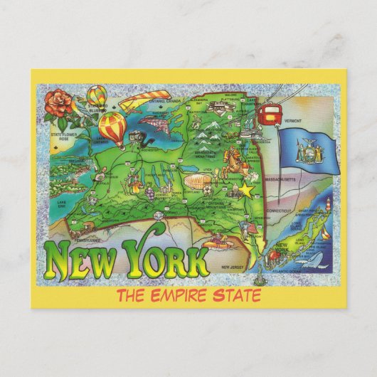 New York State Map Briefkaart (Voorkant)