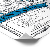  New York State Map Coastal Decor Art Print (Hoek)