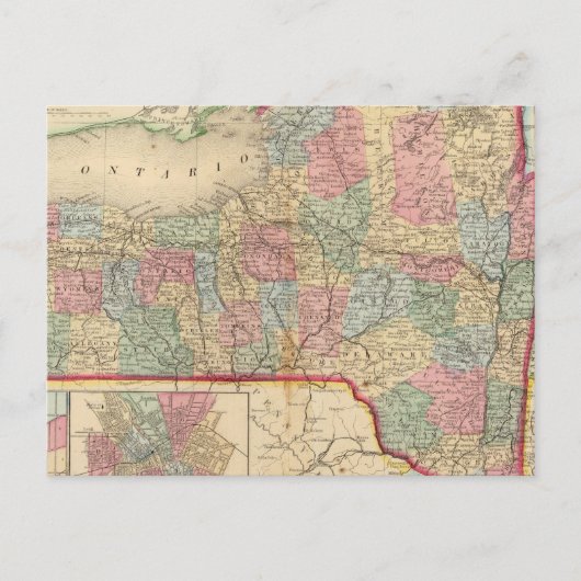 New York State Map door Mitchell Briefkaart (Voorkant)