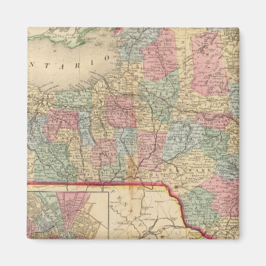 New York State Map door Mitchell Magneet (Voorkant)